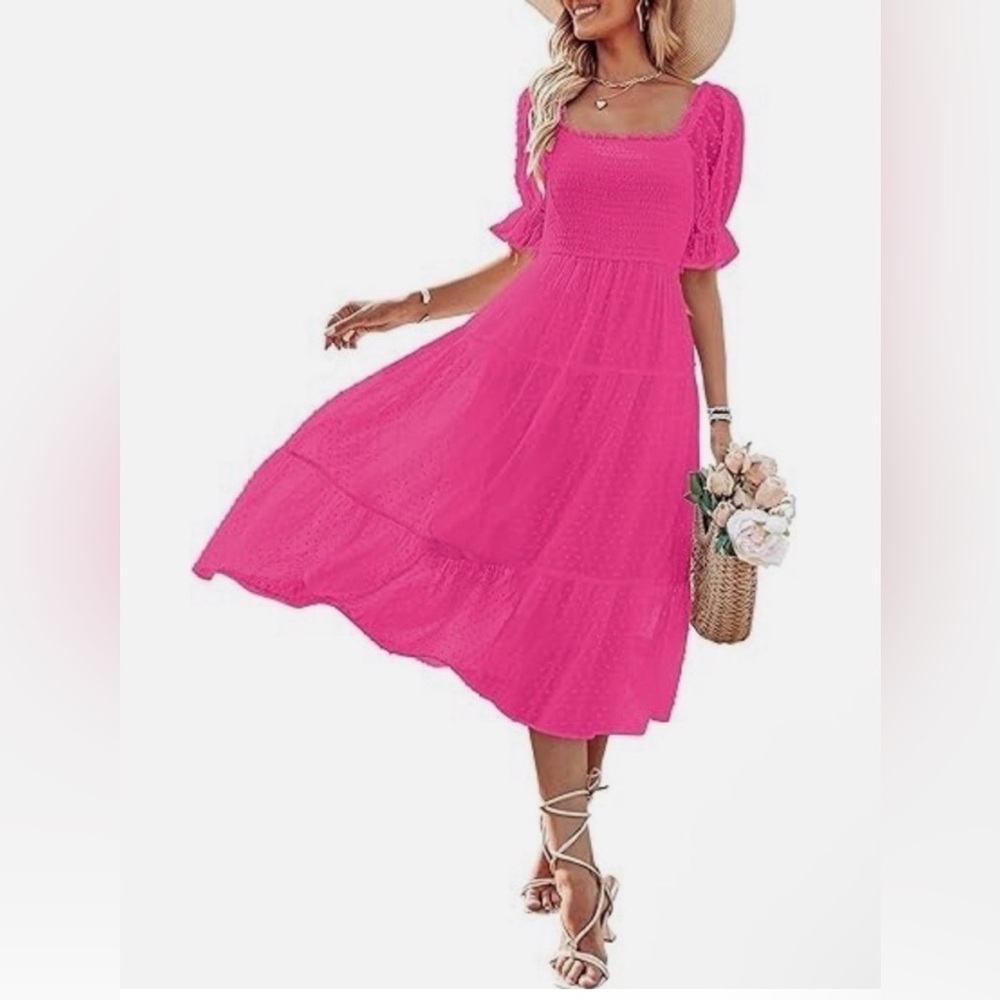 Chic Fuchsia Midi Dress for Women
